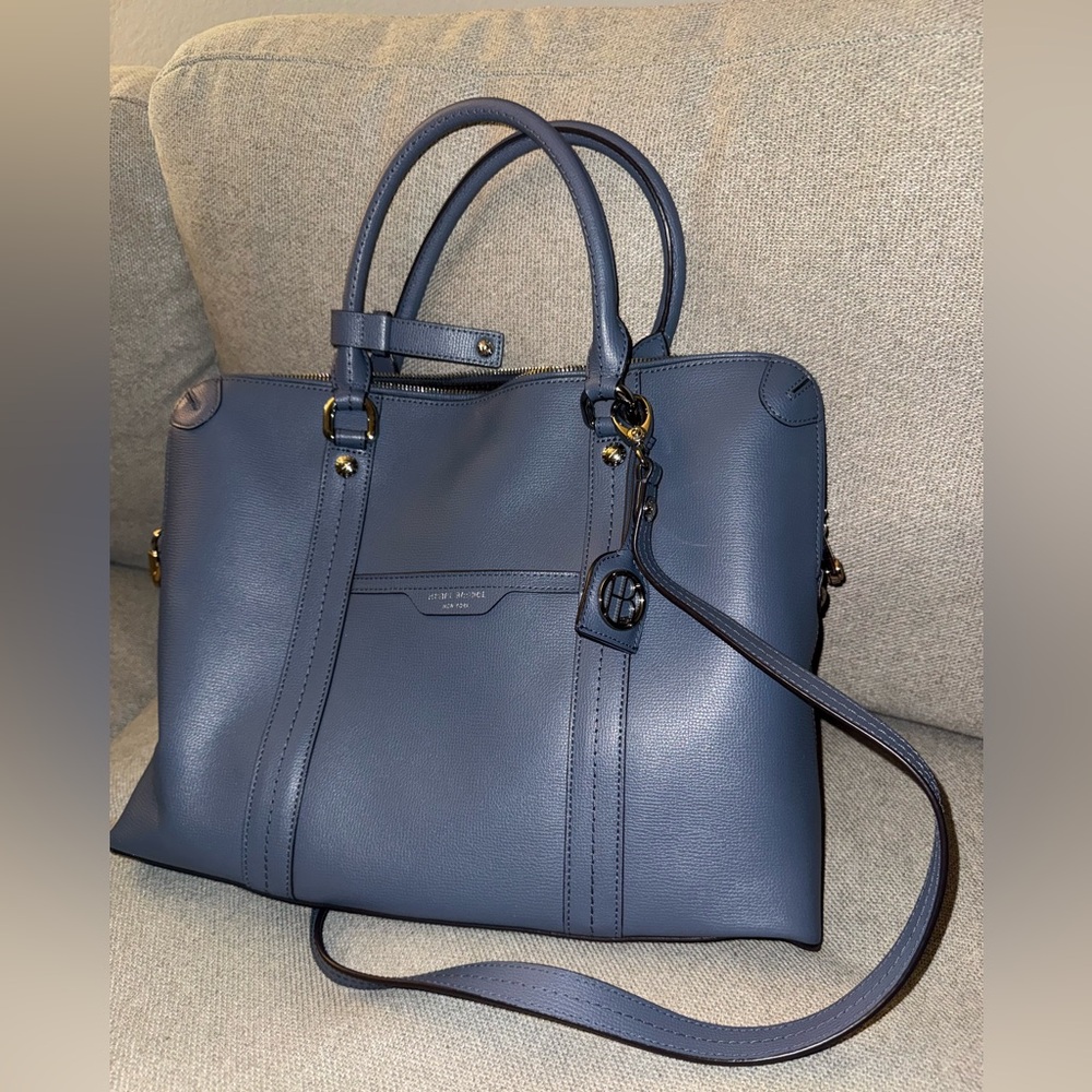 HENRI BENDEL WEST 57TH BRIEFCASE
LAPTOP BAG W STRAP BLUE - Picture 3 of 17